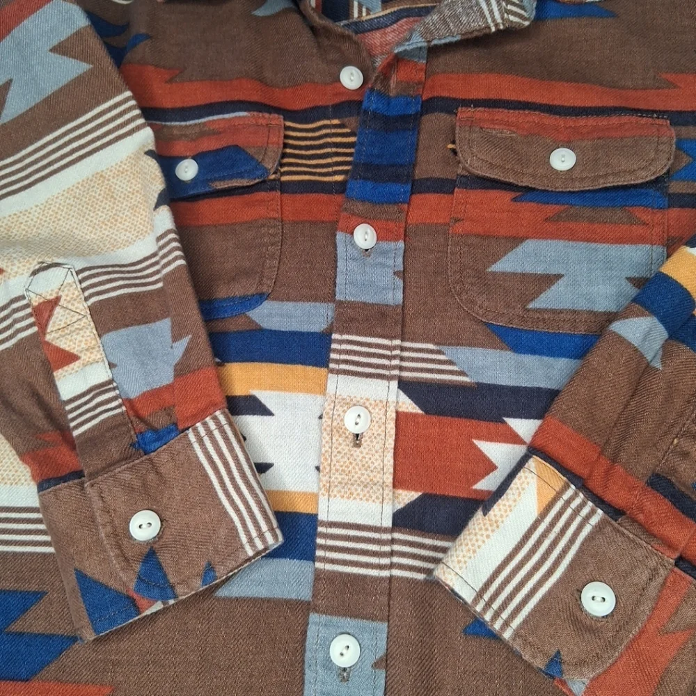 GAP Boys Kids Southwest Carpenter Button Down Shirt Rich Ginger Rodeo Size L (10